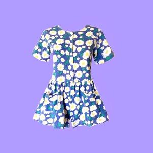 Vintage 90’s Copper Key Romper Floral Daisy Romper